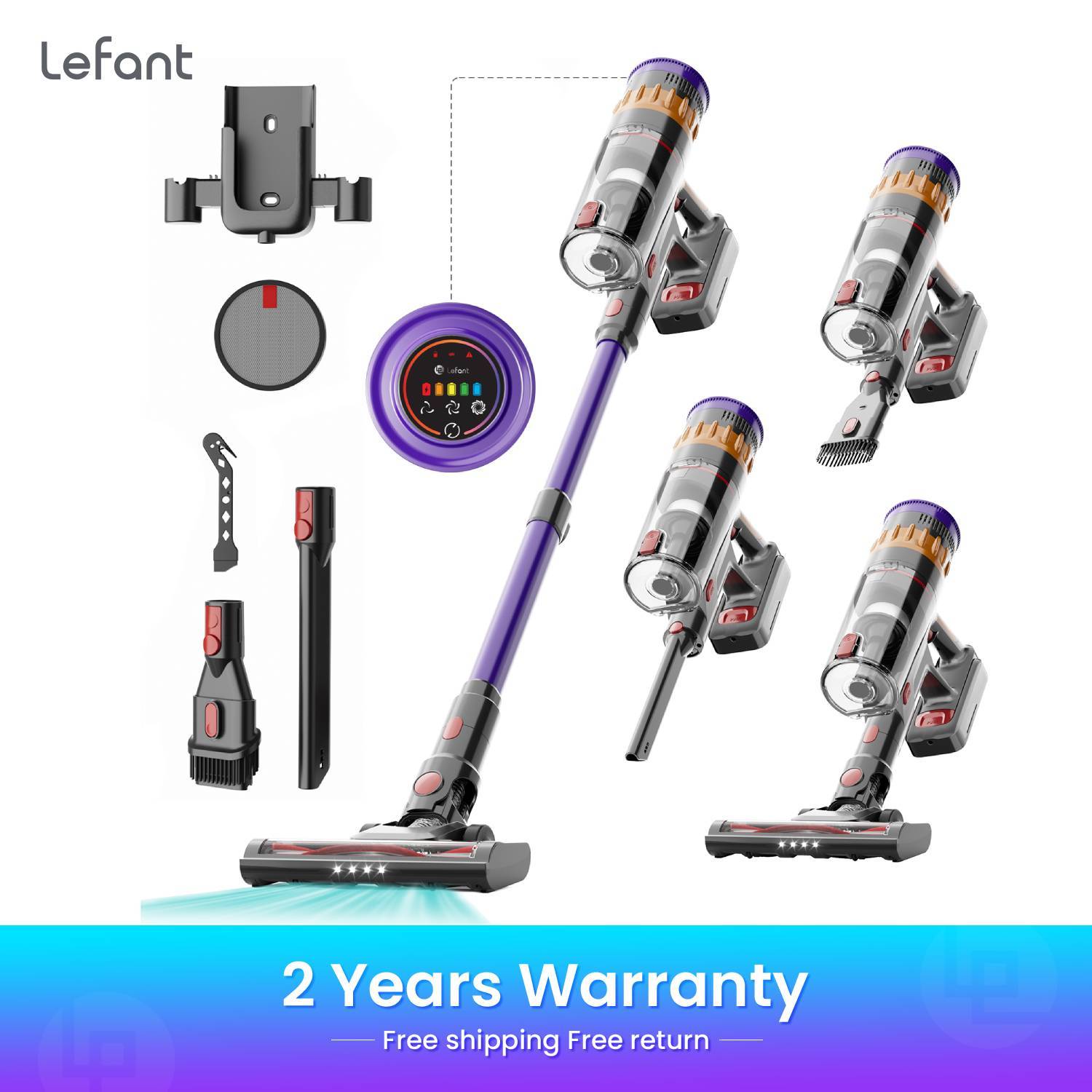 Lefant V1 Cordless Handheld Vacuum Cleaner 40KPA SuctionPower, Big Touch Screen ,for Pet Hair/Carpet/Hard Floor