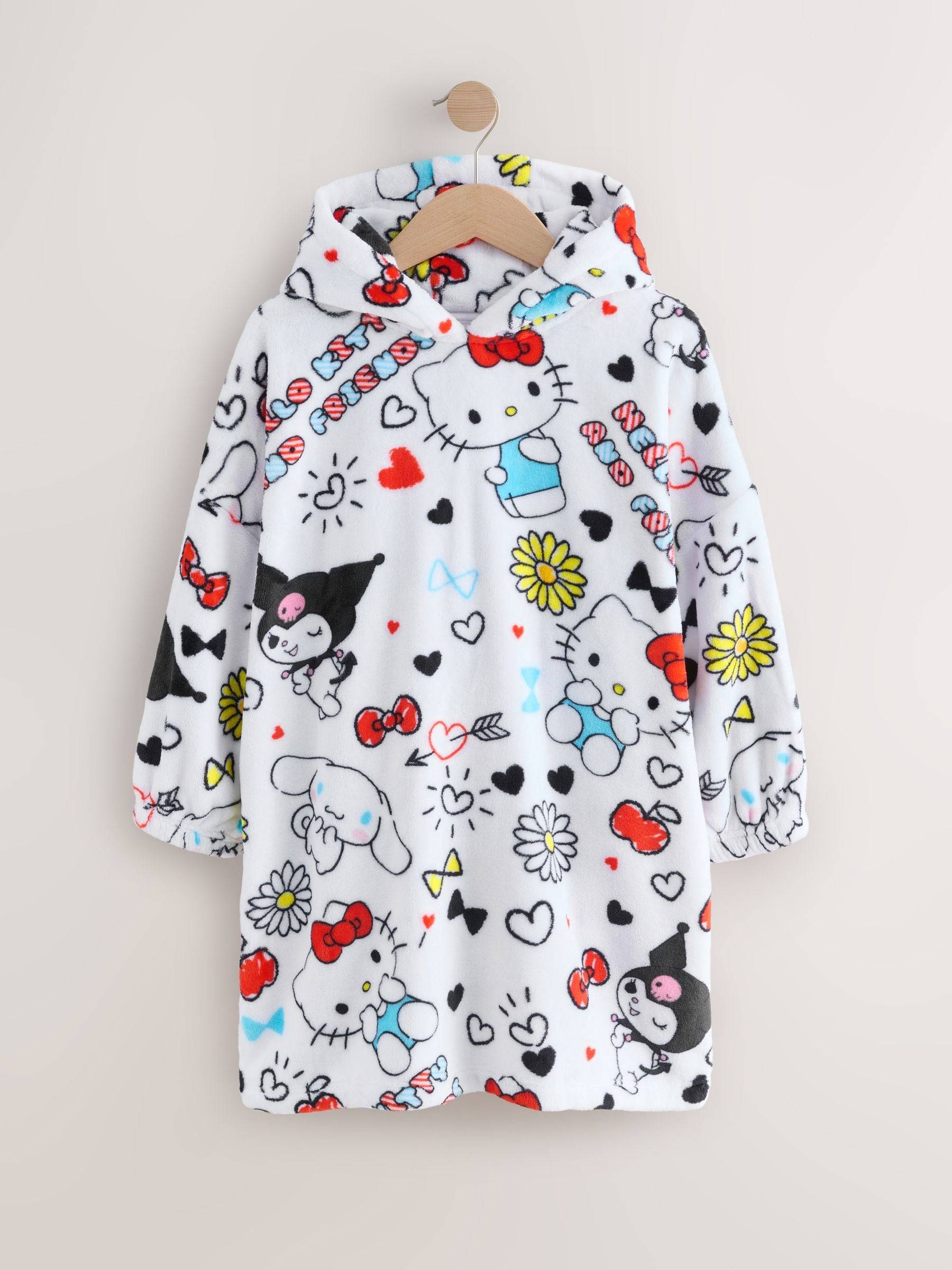 Next White Hello Kitty Fleece Cropped Hooded Blanket Hoodie (3-16yrs)