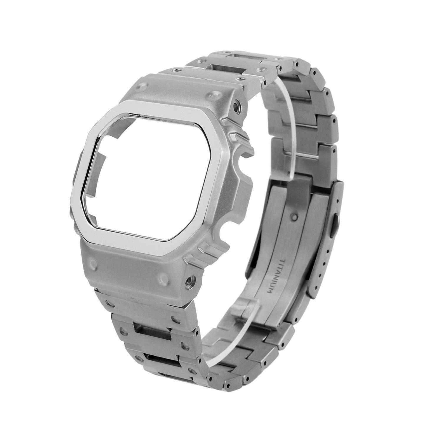 DW5600 Titanlegering Rem&fodral För G-SHOCK Casio dw-5600 GW-B5600 GWM-5610 Klockarmband titan solid metall Bezel Reparationsverktyg