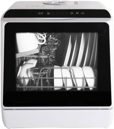 Fullwatt Mini Geschirrspüler für 3 Gedecke Freistehender Tischgeschirrspüler, 5L mit/ohne Wasseranschluss nutzbar Ragbarer mit 5+1 Programme Integriertem Touch Control für Camping Wohnung Büro