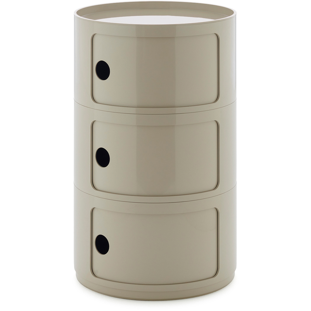 Kartell Componibili New Big Opbevaring Med 3 Rum - Sidebord & Aflastningsbord Abs Dove Grey - 04923TO.