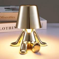Sengebordslampe med touch, guld Thinker-lampe skrivebordslampe trådløs genopladelig bærbar dekorativ natbordslampe med USB-opladning (guld, A)