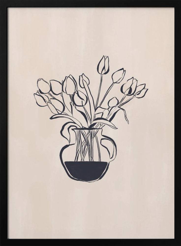 Tulips Flower Vase Line Art Print By Ivy Green Illustrations 4 5 Ratio Poster - 30x40 cm / 12x16″