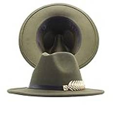 Stenar hatt spänne ullhatt Panama klassisk dam hatt bälte diskett Fedora breda kepsar herr bomull baseballkeps, Armégrönt, one size