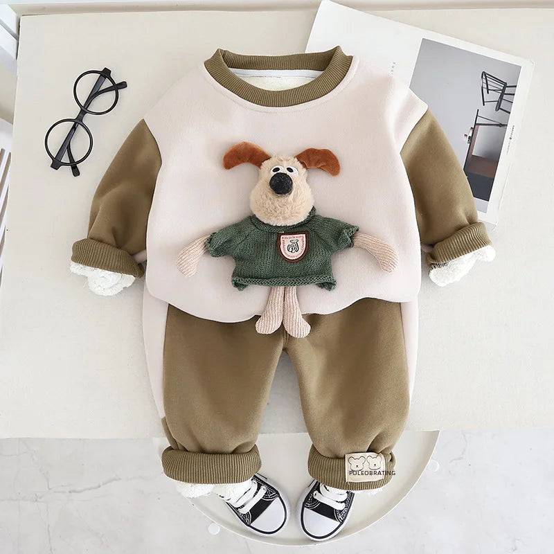 Mini Fashion™ - Varm & mjuk - Höstlig joggingdräkt för barn Grön / 92 (2 år) | Pedagogiska Träleksaker (size)
