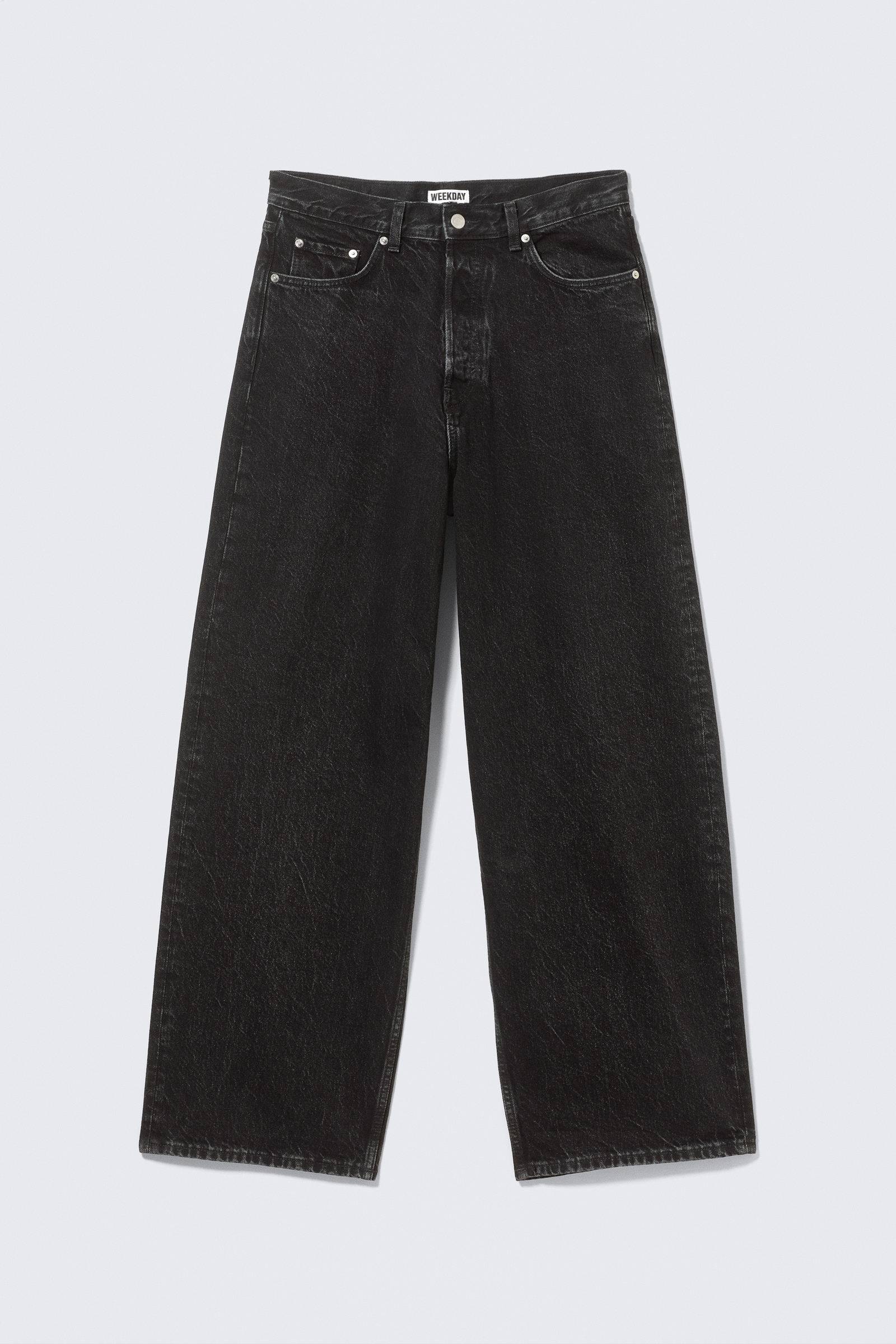 Astro Mid Rise Baggy Faux Leather Pocket Jeans