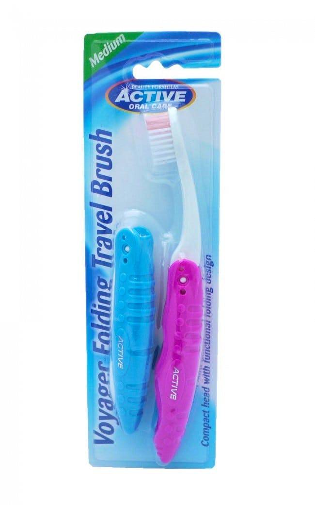 Active Oral Care Folding Travel Tandborstar Medium 2 st