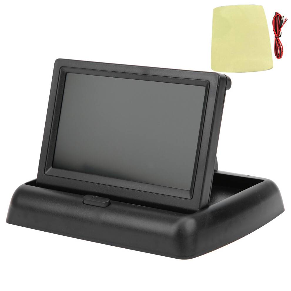 Antirefleks-bakkamera til bil, foldbar 4,3-tommer LCD-skærm med trådløst bakkamerasystem og justerbar lysstyrke, universal 12V 24V