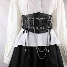 Punk Gothic Steampunk Spets Tofsband Midjeband, Cincher Korsett Midjebälte, Kedja Midjedekor Midjetränare Accessoarer För Damer För Klänning Goth Punk - Svart (En-Storlek,77,104,86,95,113)