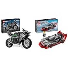 LEGO Technic Kawasaki Ninja H2R Motorrad, Geschenk für Kinder & Erwachsene & Speed Champions Audi S1 e-tron Quattro Rennwagen Set mit Auto-Spielzeug zum Bauen