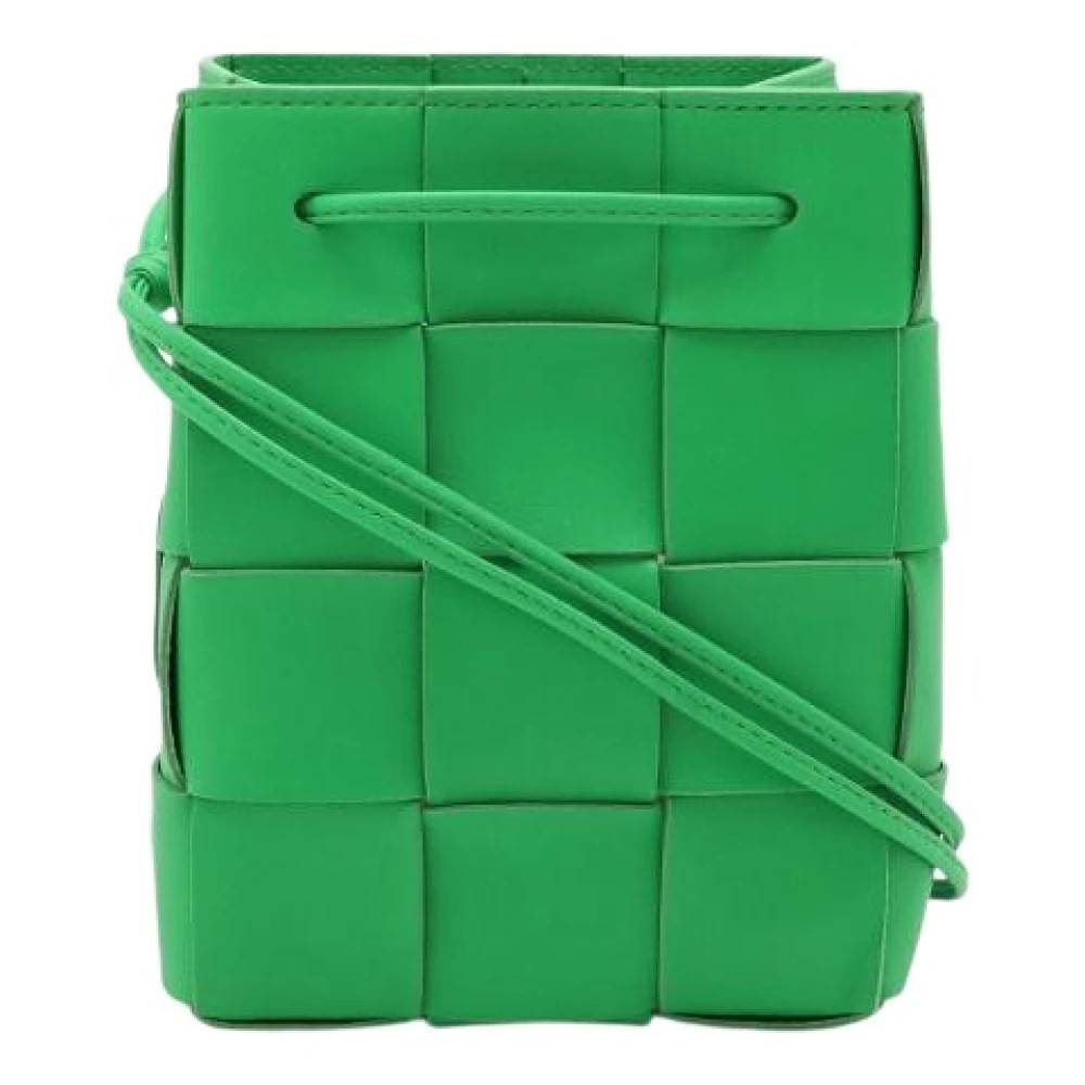 Bottega Veneta Vintage Pre-owned Cassette Bucket Bag i lammeskind - Vintage - Dame - Grøn - ONE SIZE - Uld