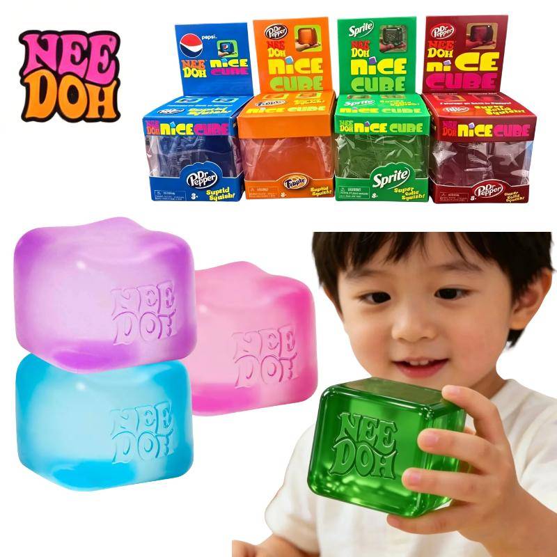 Nee Doh Nice Cube Mjukisdjur Leksak Mjuk Gelé Textur Sensorisk Stresslindring Gåva för Barn och Vuxna