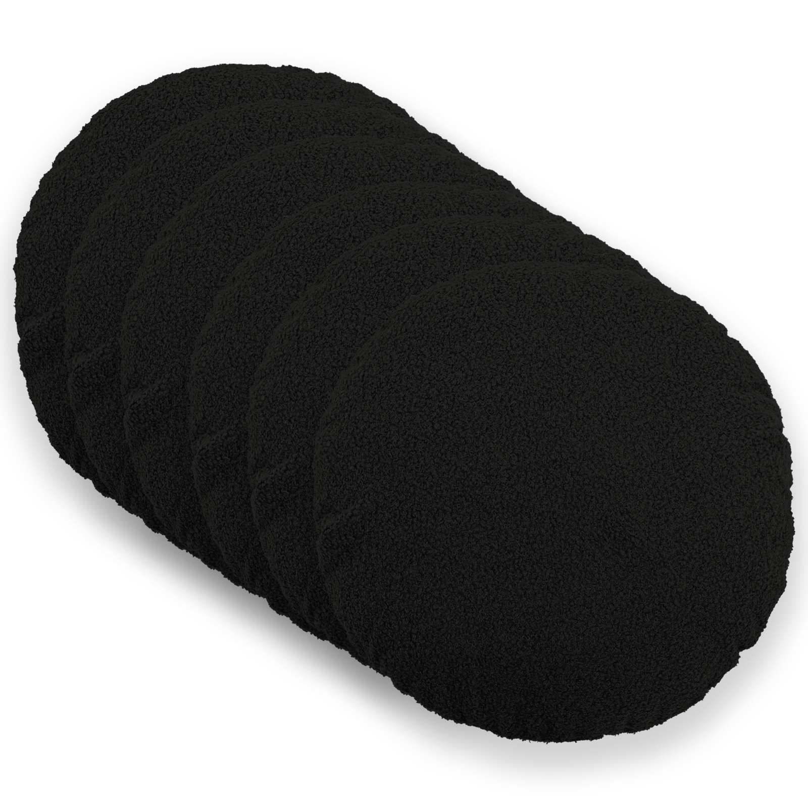 vidaXL Kuddöverdrag 6 st HEERLEN Svart Ø 30 cm Bouclé