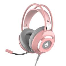 AJAZZ X120 - GAMING Hörlurar Med LED-ljus - Noise Cancelling - USB kabel 2.2m - Pink