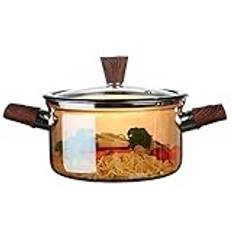Glas kastrull glas kokkruka med lock värmebeständiga trä dubbelhandtag klart glas för matlagning mjölk pasta mat, 4,5L (4,5L)