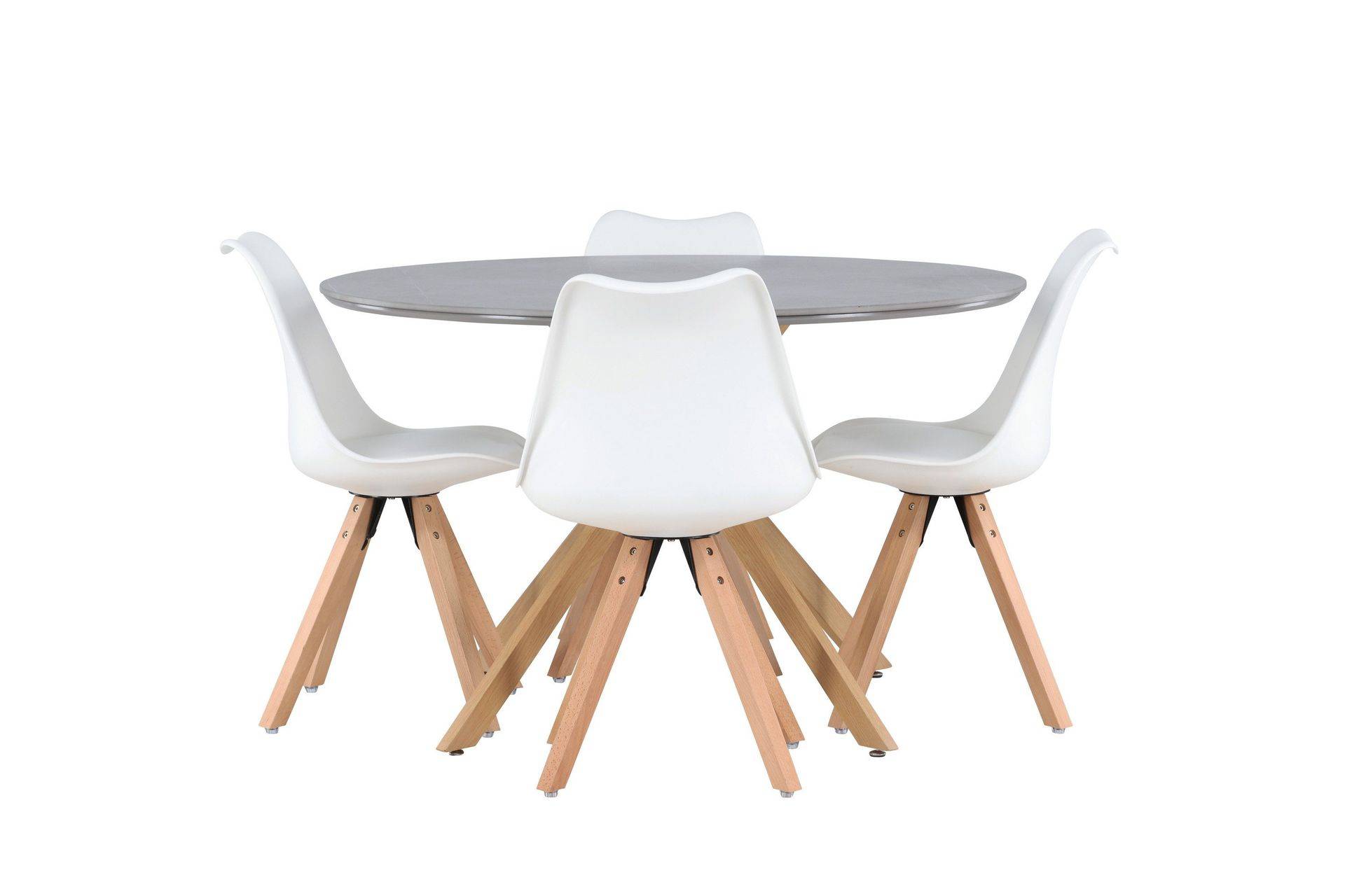 Piazza Matgrupp 120 cm Rund med 4 Zeno stolar - Grå Grå,Vit Venture Home