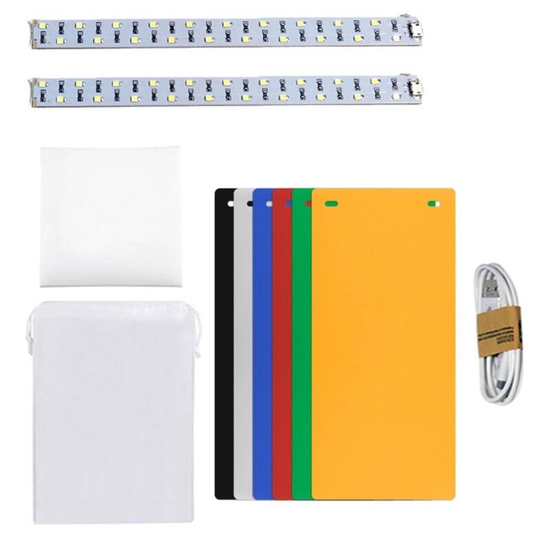 Dubbla led panel vikbar portabel foto video box belysning studio mini skytte tält box kit emart diffuse studio softbox lightbox - Kit d
