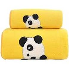 Lamppdcor Bad- och handduk set med 2 76 x 140 x 76 cm absorberande förtjusande panda strandhanddukar korall fleece mjuk tjock vuxen ansiktshandduk par gåva gul