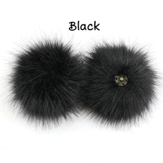 Pompon / Kvast m. knap 12cm Garn-universet - Black