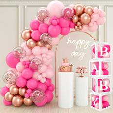 131st Baby Shower Dekorationer Flickor- 4st Ballonglådor Med Rosa Ballonger Arch Kit, Babylådor För Baby Shower, Ballonglådor Med 27 Bokstäver För Brithday Party Dekorationer Dop Bröllop