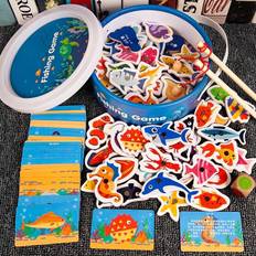 Trä magnetiska fisk små barn baby hands-on förälder-barn spel
