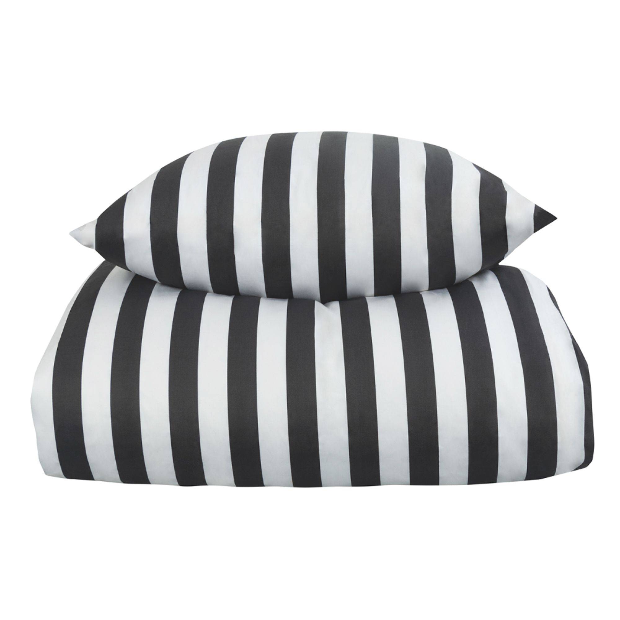Sengetøj - 100% bomuldssatin - Nordic Stripe - Mørkegrå striber