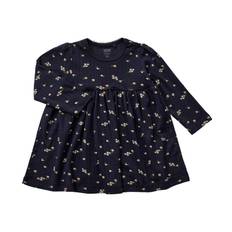 Magasin Emilie 3 Baby Dress Gots Str 24 mdr / 92 cm Navy Flower Print Kjoler Bomuld