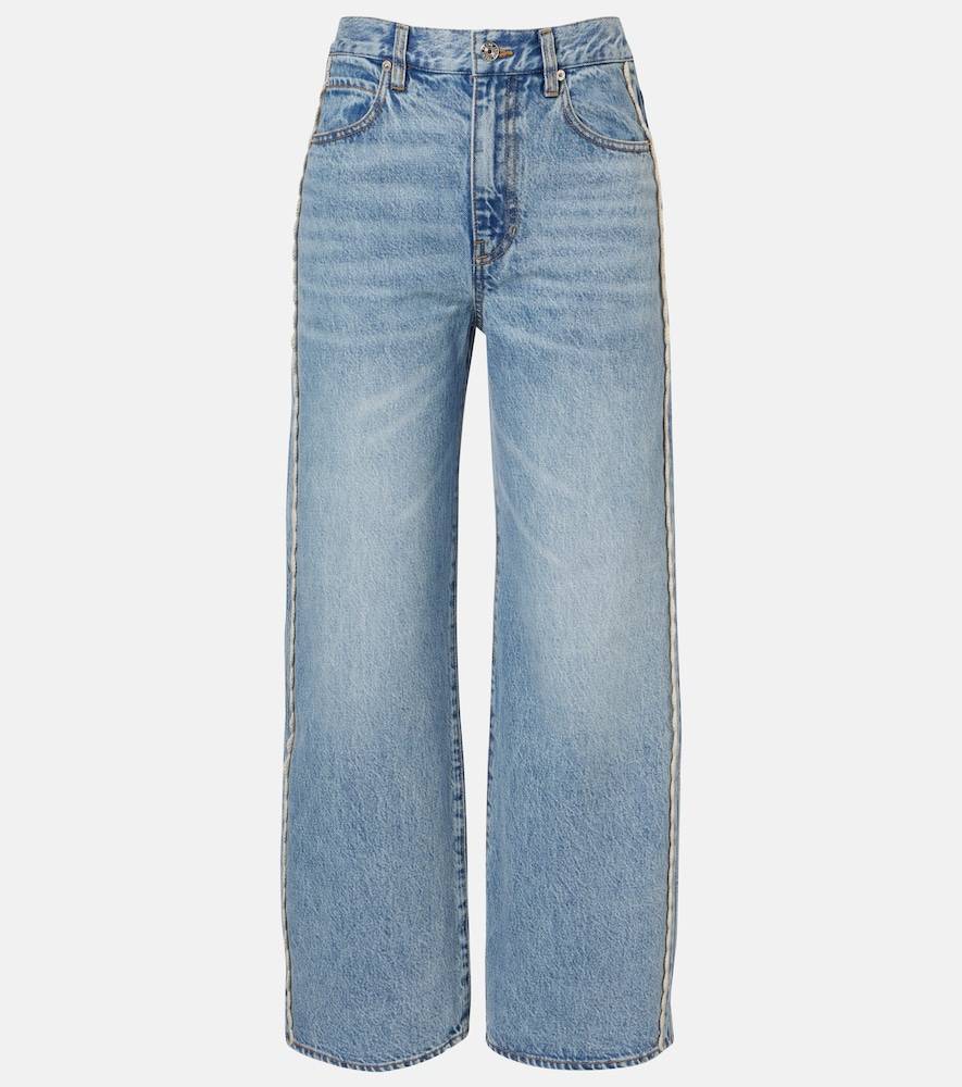 Frame Crochet Bow cropped wide-leg jeans