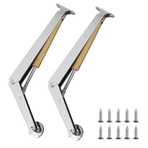 Lalago Lockhållare gångjärn 2 x 100N/PC, justerbar vinkel, robusta gasfjäder skåpgångjärn för trälåda, väggskåp, silver, borstad finish
