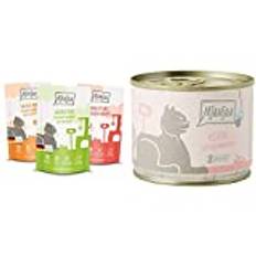 MjAMjAM - Premium Nassfutter für Katzen - Mixpaket 1 - Huhn, Rind, Herzen, 12er Pack (12 x 125 g) & Premium Nassfutter für Katzen - Kitten saftiges Hühnchen mit Lachsöl, 6er Pack (6 x 200 g)