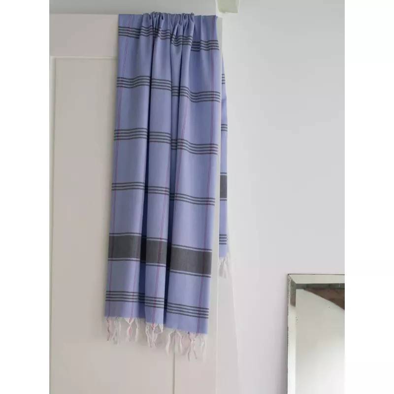 Tunn Strand- & Hamamhandduk 100x170 cm – Ekologisk Bomull (Lavendelblå-Mörkblå)