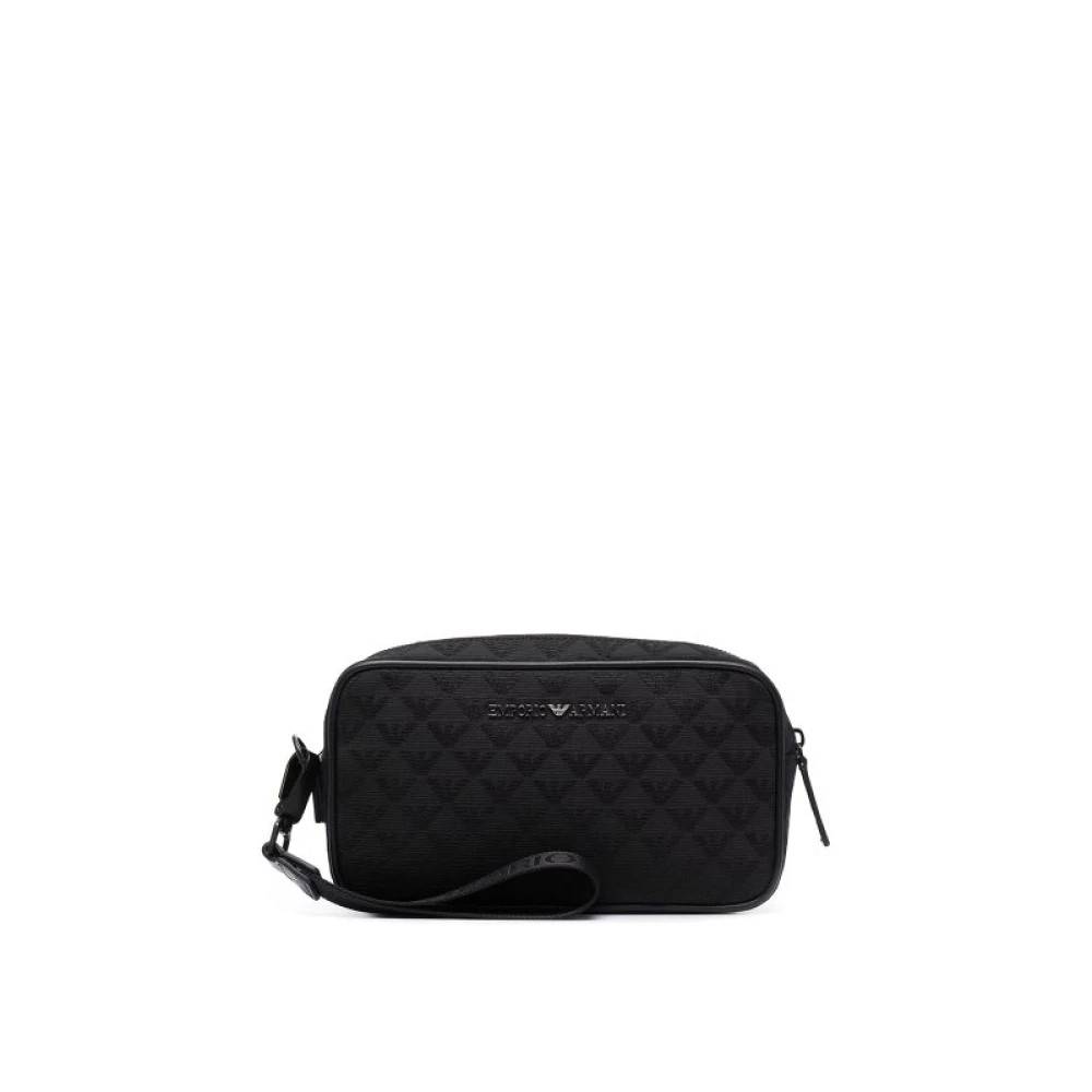 Emporio Armani Nylon Jacquard Eagle Beauty Taske - Tasker - Herre - Sort - ONE SIZE - Nylon