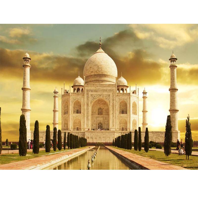 Broderi korsstygn Taj Mahal Bild Heminredning Hel rund diamantmålning Gratis korsstygn 50X70CM