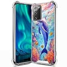 KUAVETO Klart fodral till Samsung Galaxy Note 20 5G Dolphin-aa218 design stötbeständig fallskyddande genomskinligt skal för Samsung Galaxy Note 20 5G