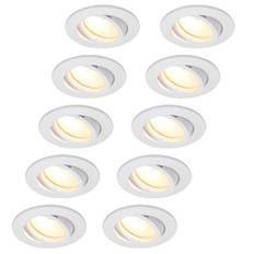 HCFEI set med 10 infällda LED-spotlights, dimbara, vita, svängbara, 5 W, platta, 230 V, infällda spotlights, 68 mm borrhål, 120° strålvinkel, varmvit 3 000 K