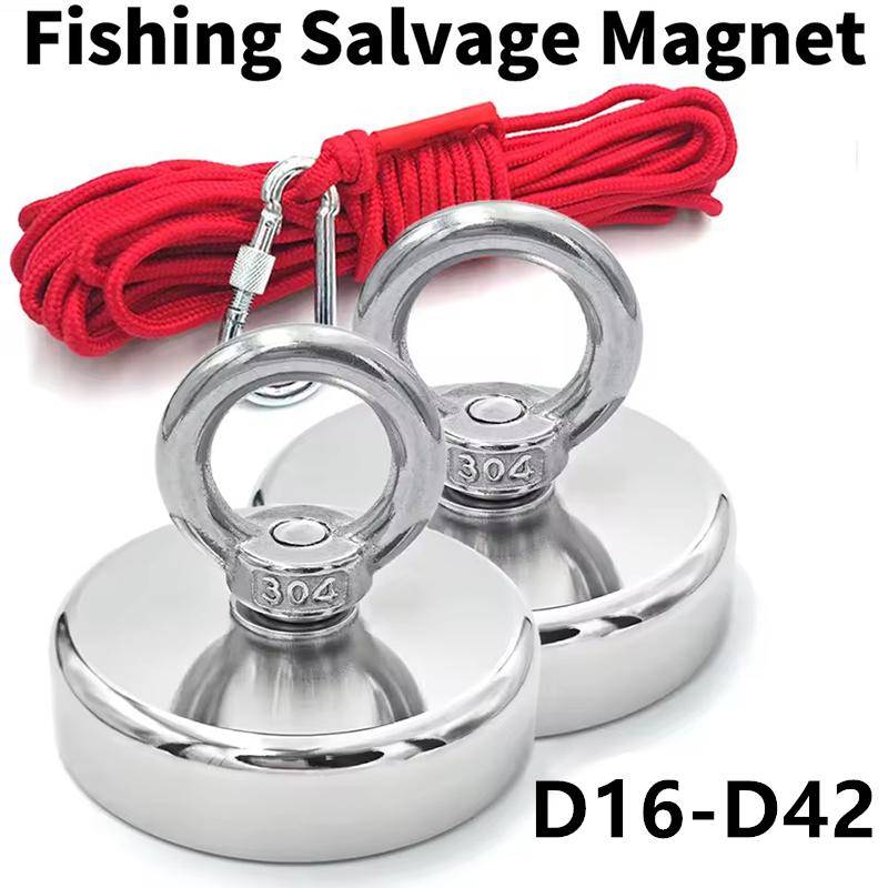D16-D42 Superstark Magnetisk Neodym Fiskemagnet Krok Kraftig Sällsynt Jord med Försänkt Hål Öglebult Bärgning Magnetisk