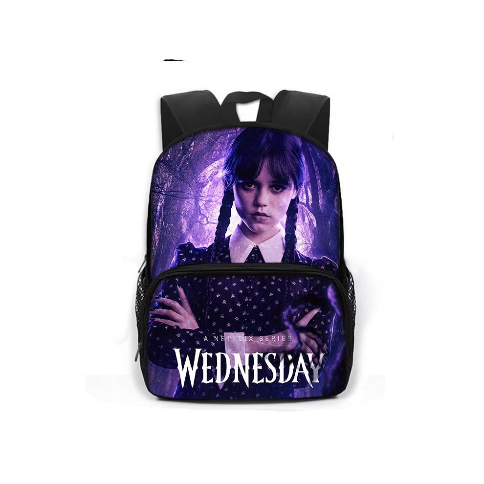 (Purple)Wednesday The Adams Family Backpack Large Capacity Schoolbag Travel Bag Kid Gift