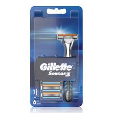 Gillette Sensor 3 Blade Men's Razor + 6 Refills – Original Blue