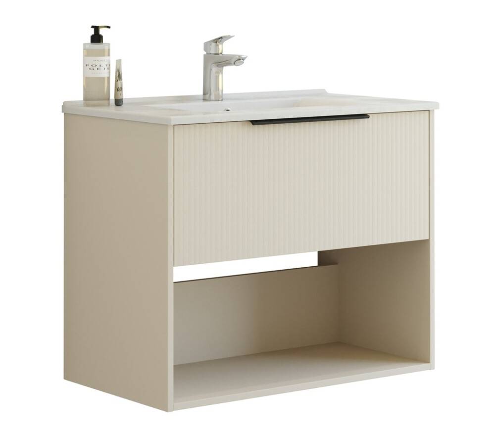 Scanbad underskab med vask Now/Arial sand stribet 1 skuffe 81x45 cm
