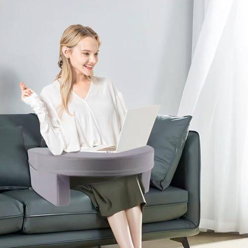 Laptop stativ – memory foam halkfritt tyg kudde söt sängbricka med sidofickor, ergonomisk spelkudde bokhållare säng laptop bord