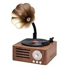 Subwoofer retro grammofonformad Bluetooth-högtalare bärbar lådhögtalare utomhusradio för ljud musik TF Q9O0 FM-system