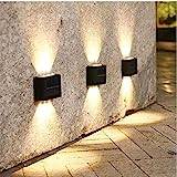 Solcell LED-vägglampor med upp och ner 6 LED-lampor, sol utomhuslampor dekorativ som gårdsdekor bakgårdsbelysning, staket sollampor utomhus trädgårdsdekorationer (2-pack, varmt vitt ljus)