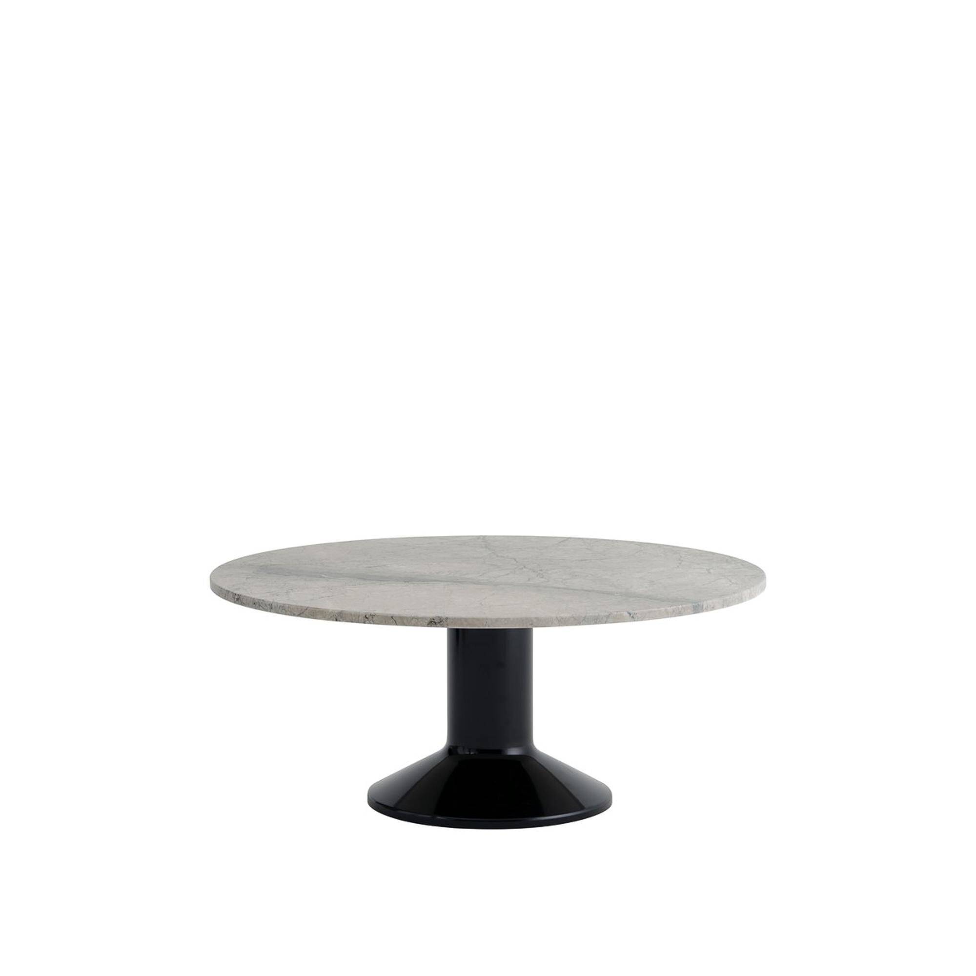 Center Matbord Ø90 Grå Marmor/ Svart - Grå marmor / Svart
