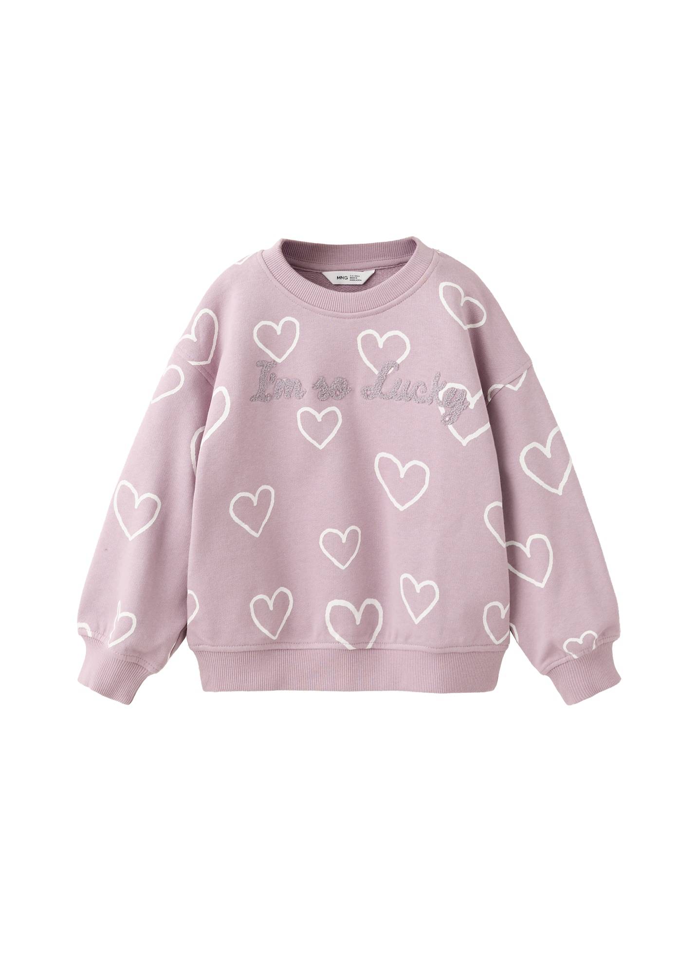 MANGO KIDS Sweatshirt 'HEART' mauve / vit