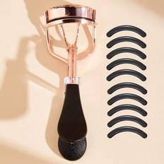 1 st roséguld svart handtag ögonfransböjare + 10 ersättningskuddar, skönhet & smink Essential Tool, lätt locka fransar på 5 sekunder, portabel ögonfra - Multifärgad