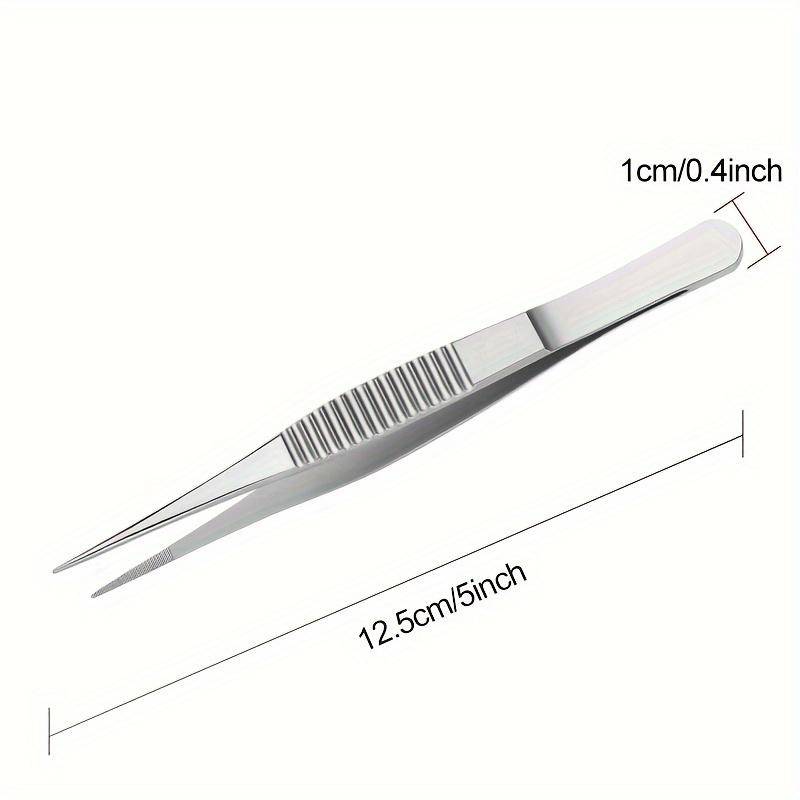 Förtjockad pincett i rostfritt stål med anatomisk spets Biologisk spetsig pincett Laboratorie Anti-halk Tandad pincett med horisontella ränder 12.5cm
