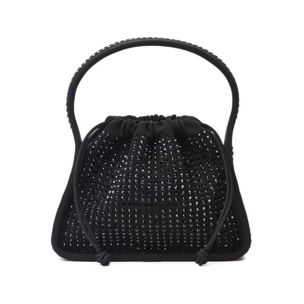 Alexander Wang Sort Rhinsten Ribstrikket Snøre Taske - Tasker - Dame - Sort - ONE SIZE -