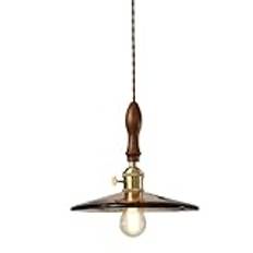 ksxnkhk Ljuskrona hängande lampa mode vintage pendellampa industriell bärnsten glas taklampa mässing och brun träfinish hängande lampa armatur lampa för kök ö hall