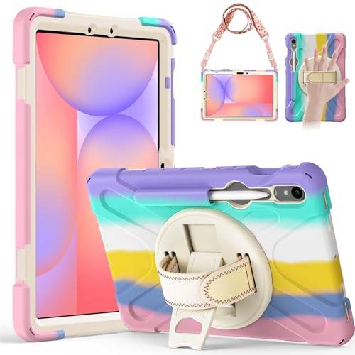 Gerutek Skyddsfodral för Samsung Galaxy Tab S10 Lite/S10 FE/S9 FE 10,9 tum/Tab S9/S8/S7 11 tum – Stöttåligt – Med pennhållare och 360° stativ – Rosa