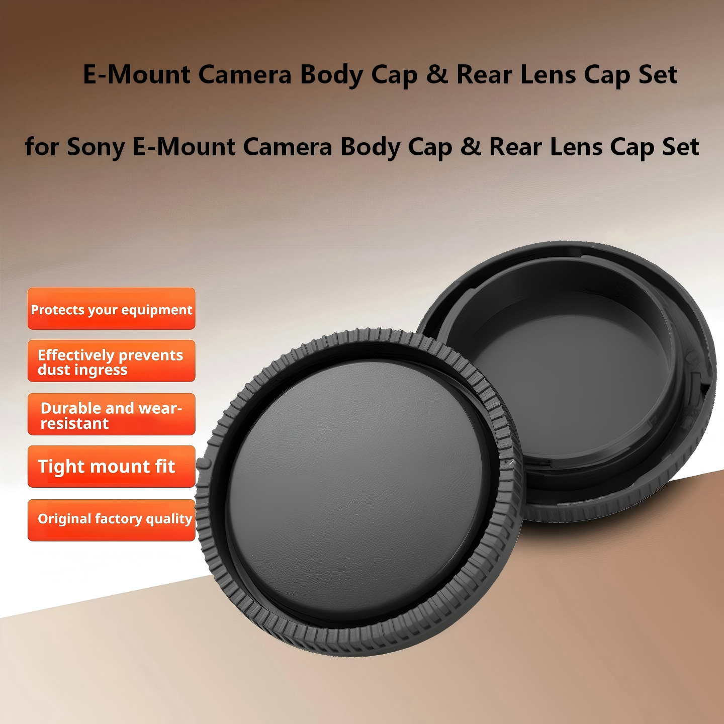 Set Body Cap & Lens Rear Cap Cover for sony A5000 A5100 A6000 A6300 A6400 A6500 A7 A7 II III A7R A7S Nex Lens Body Cap E Mount